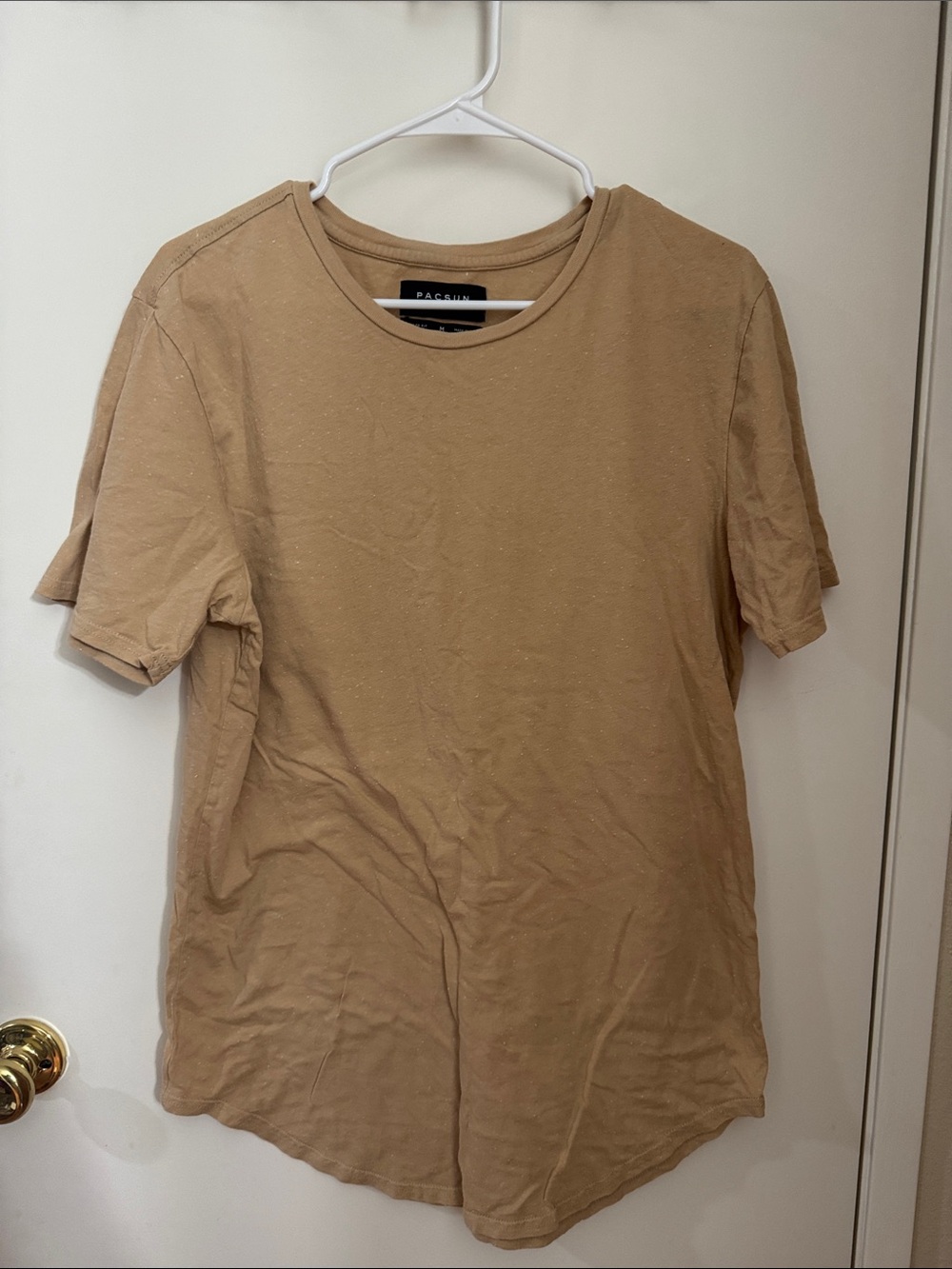 PacSun Men's Beige/Tan Crew Neck Short Sleeve Tee
